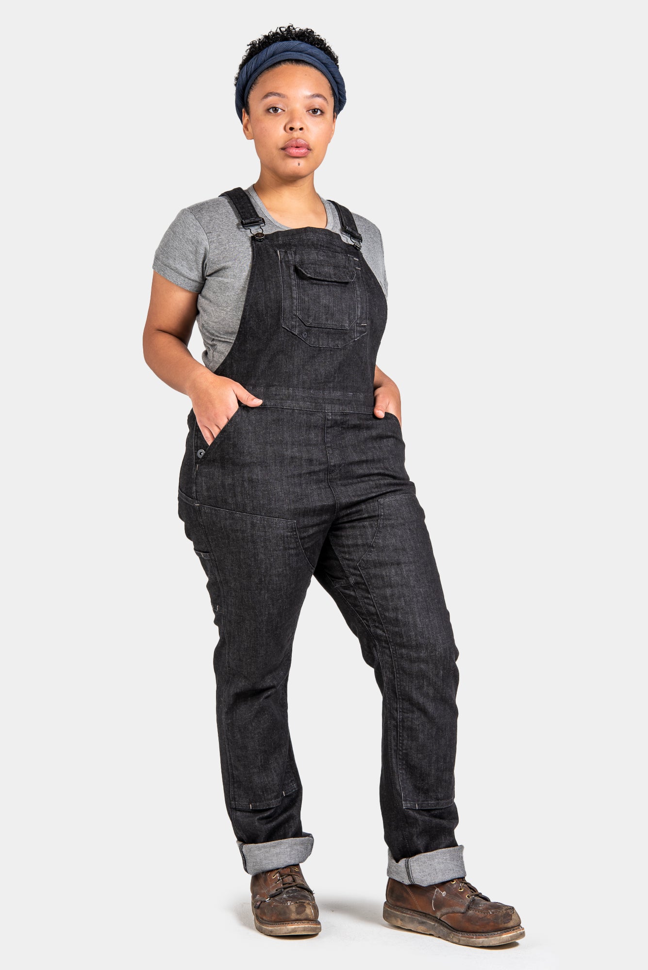 Dovetail Workwear Freshley Overall in Heathered Black Denim Dovetail Workwear Canada