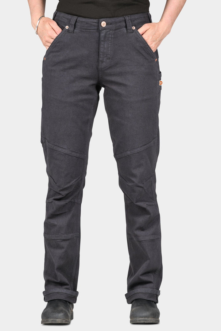 Dovetail GO TO™ Women's Stretch Canvas Pants in Cement Grey - Front View Close Up of Pants