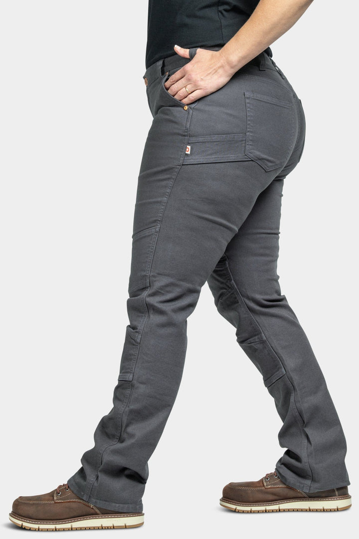 Dovetail GO TO™ Cement Grey Stretch Canvas Pants - Left Side View Close Up