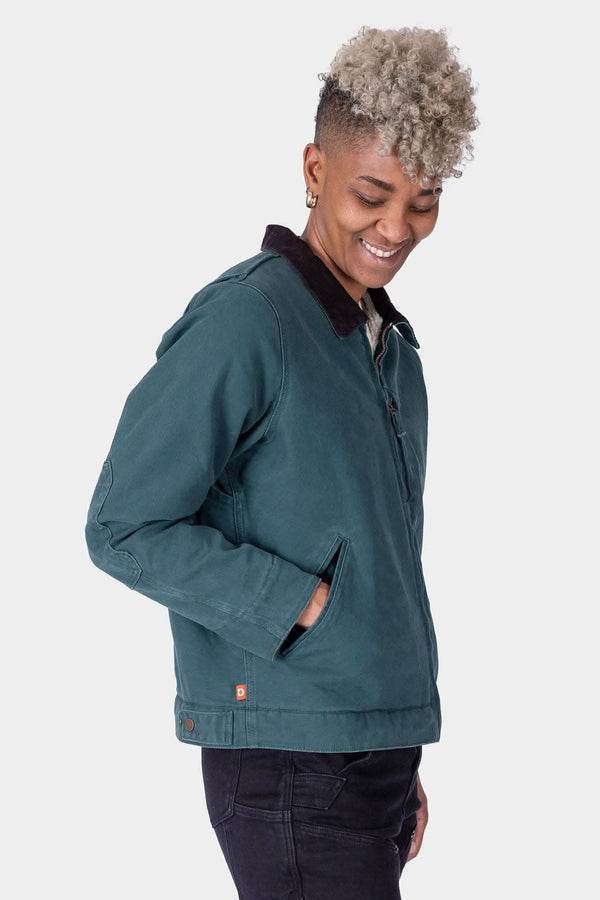 Old School Trucker Canvas Work Jacket in Lodge Green