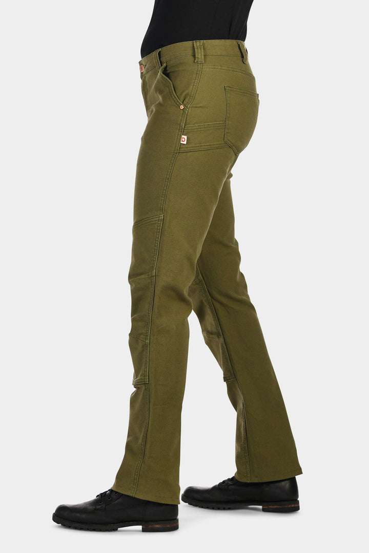 Dovetail GO TO™ Kelp Green Canvas Workwear Pants - Left Side View Close Up