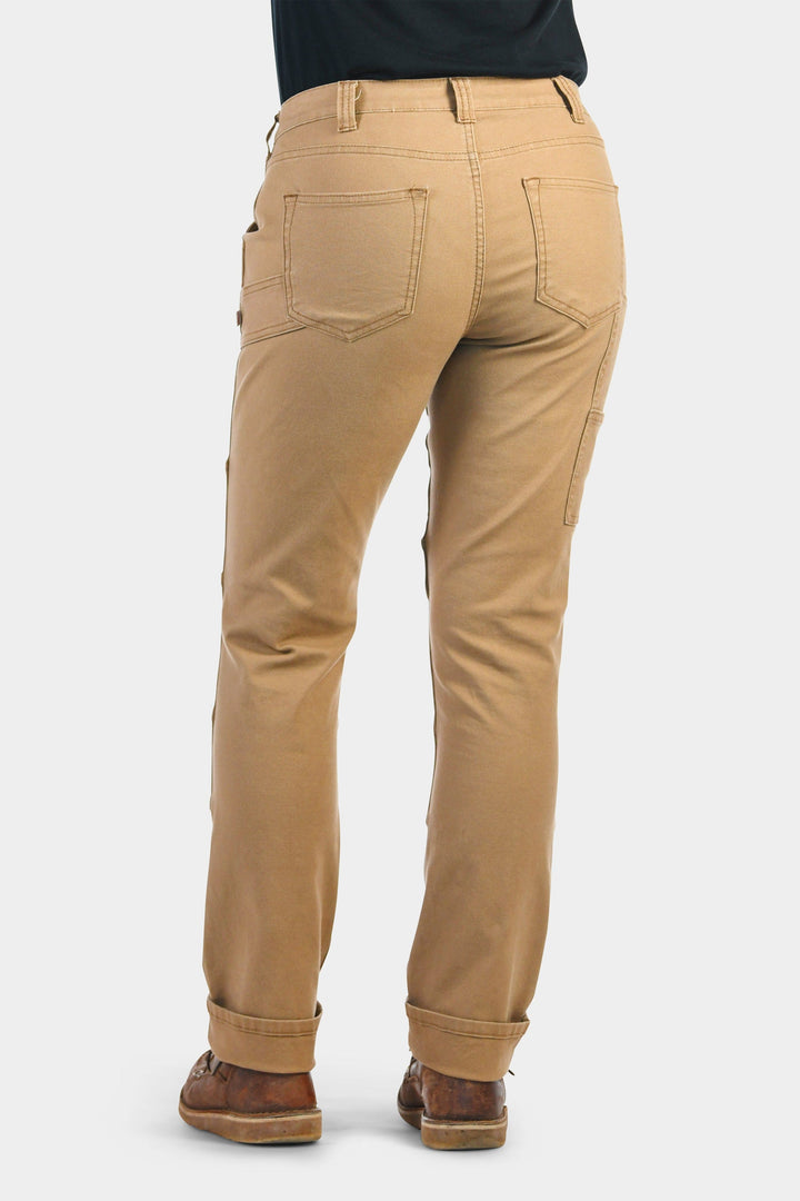 Dovetail GO TO Women's Stretch Canvas Work Pants in Sawdust Brown - From the Back Close Up