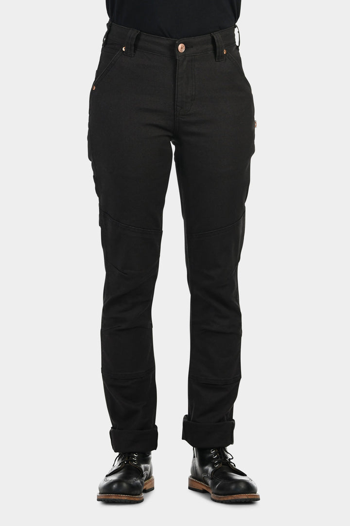 GO TO™ Carbon Black Stretch Canvas Work Pants - Dovetail - Front View of Pants Close Up