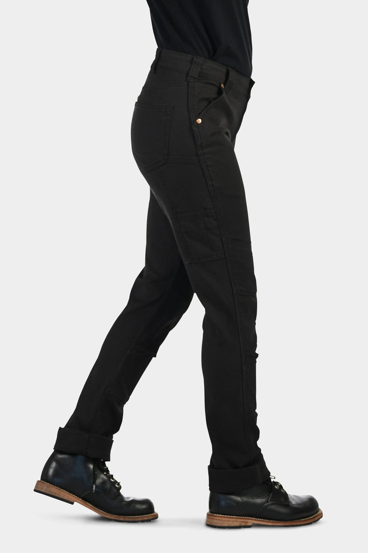 Dovetail GO TO™ Carbon Black Stretch Women's Canvas Pants - Right Side of Pants Close Up