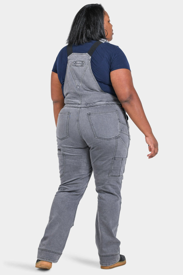 Freshley Drop Seat Overalls in Grey Stretch Thermal Denim Dovetail Workwear