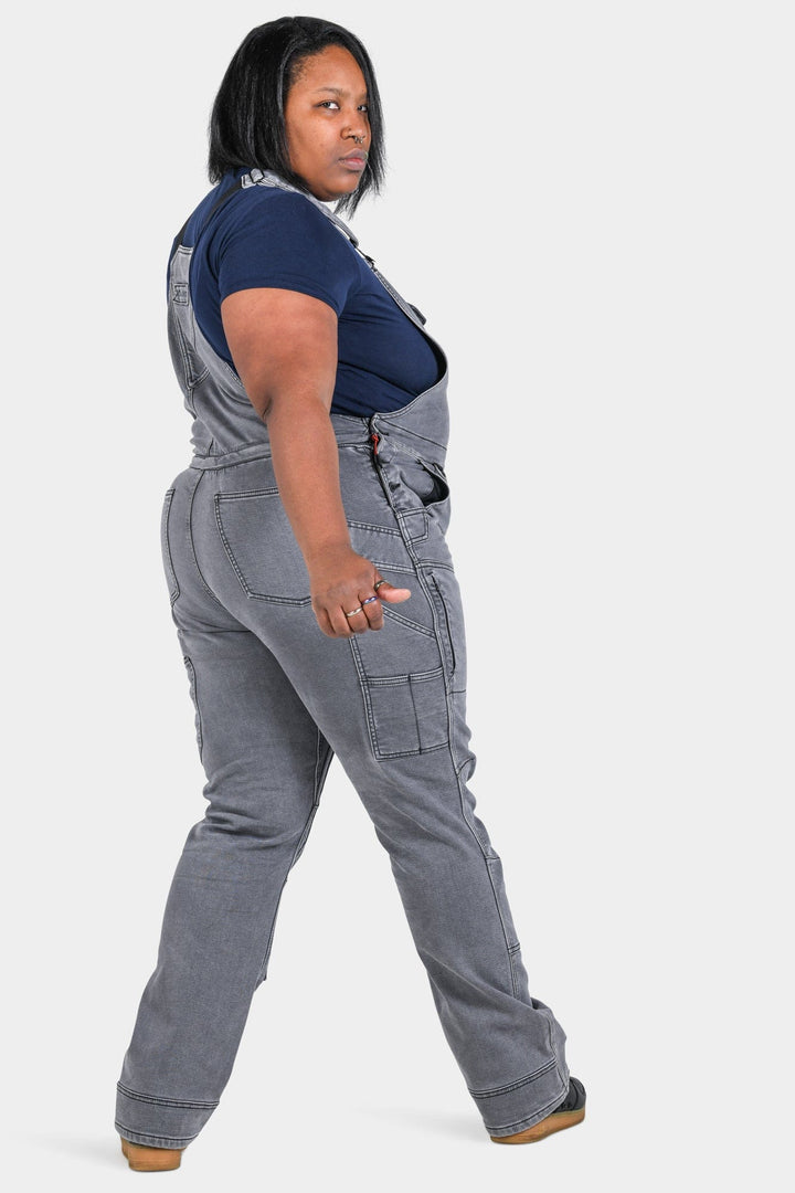 Freshley Drop Seat Overalls in Grey Stretch Thermal Denim Dovetail Workwear