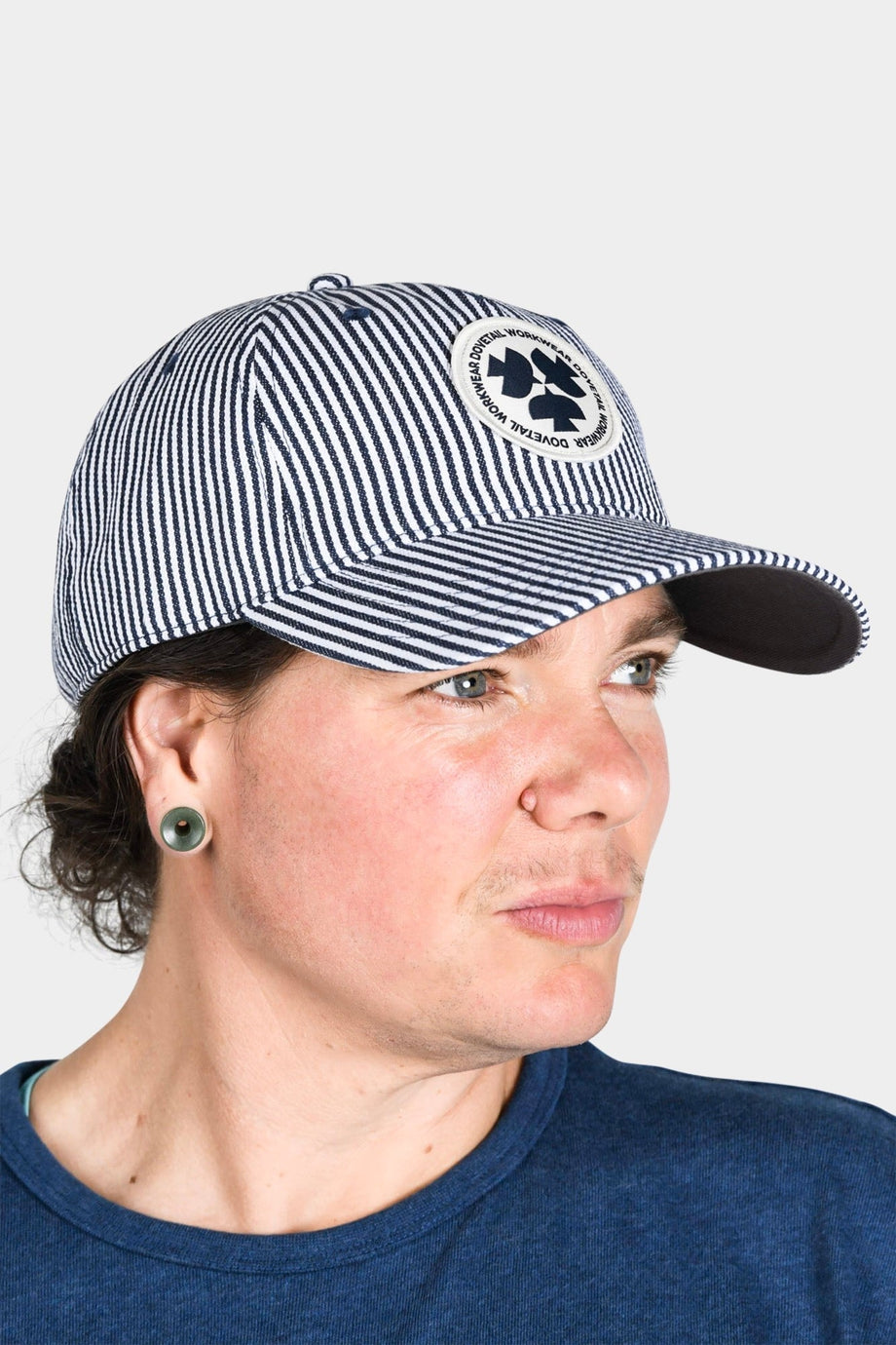 Dovetail Workwear Shop Cap - Womens - Indigo Stripe