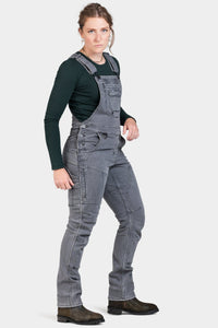 Freshley Drop Seat Overalls in Grey Stretch Thermal Denim Dovetail Workwear