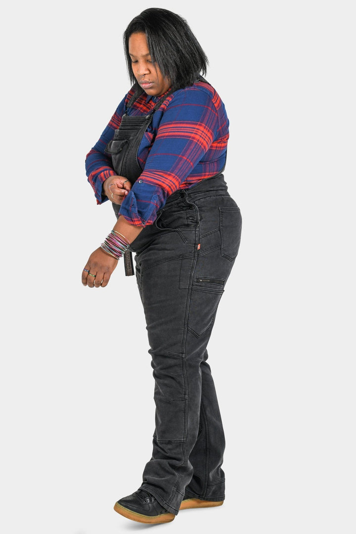 Freshley Drop Seat Overalls in Black Stretch Thermal Denim Dovetail Workwear